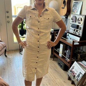 Charter Club Tan linen button dress size 8